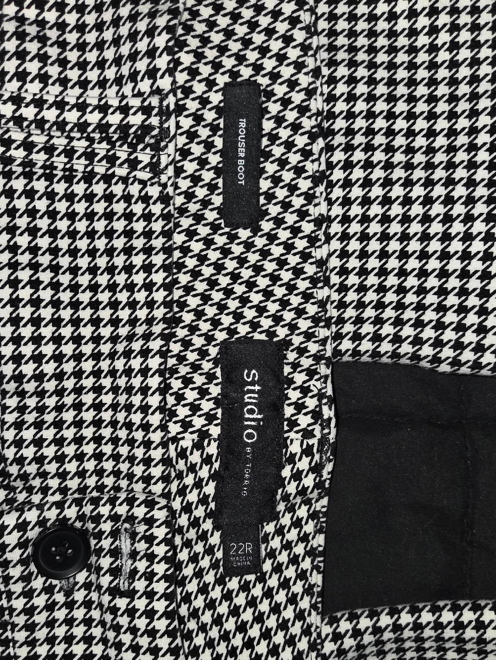 torrid Studio Houndstooth Black and White Trouser Boots